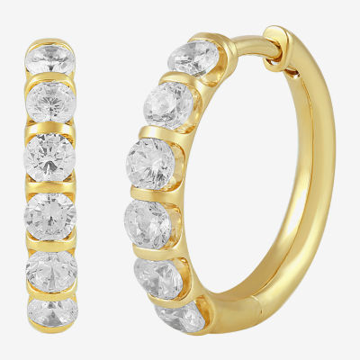 (I, I2) Womens 1 CT. T.W. Lab Grown White Diamond 14K Gold Over Silver 17.6mm Hoop Earrings