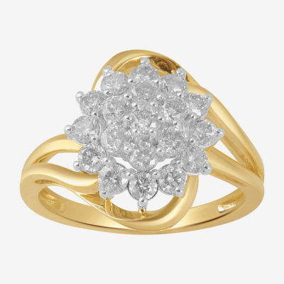 (I, I2) Womens 1 CT. T.W. Lab Grown White Diamond 14K Gold Over Silver Cocktail Ring