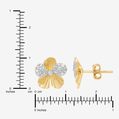 H-I / Si1-Si2 1/10 CT. T.W. Lab Grown White Diamond 14K Gold Over Silver 11.4mm Flower Stud Earrings