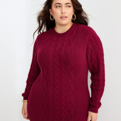 Bold Elements Womens Plus Long Sleeve Cut Outs Sweater Dress