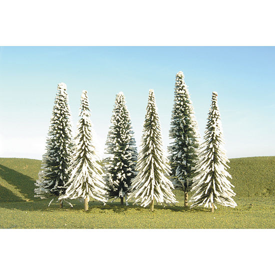 Bachmann Trains 5"- 6" Pine Trees With Snow (6 Perbox) - Ho Scale" Train