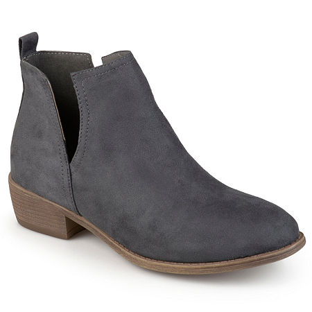 Journee Collection Womens Rimi Block Heel Booties, 7 Wide, Gray