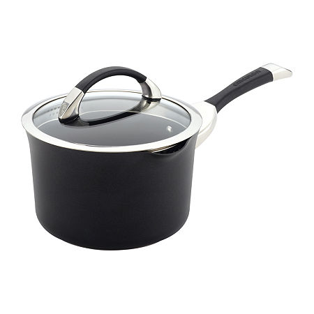 Circulon Symmetry Hard Anodized 3.5-qt. Straining Sauce Pan, One Size, Black