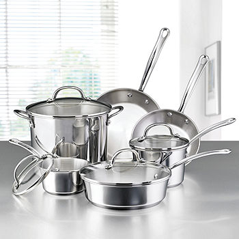 Farberware Millennium Stainless Steel Cookware Pots and Pans Set, 10 Piece  - Yahoo Shopping