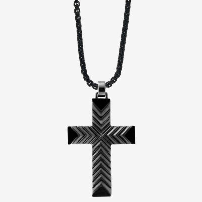 Effy Final Call Mens Genuine Agate Sterling Silver Cross 22 Inch Pendant Necklace