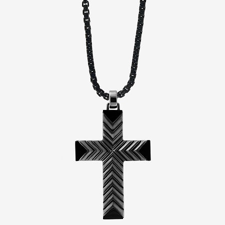 Effy Mens Genuine Agate Sterling Silver Cross Pendant Necklace, One Size