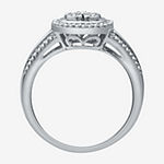 (H-I / I1) Womens 1/4 CT. T.W. Lab Grown Diamond Sterling Silver Halo Cocktail Ring