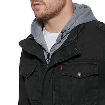 Levi's Men's Washed Cotton Hooded Military Jacket 