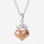Girls 14K Rose Gold Over Silver Crown Heart Pendant Necklace