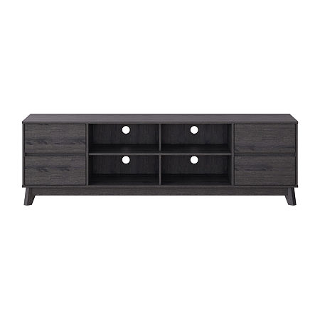 Hollywood TV Stand With Flared Wood Legs, One Size, Gray