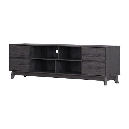 Hollywood TV Stand With Flared Wood Legs, One Size, Gray