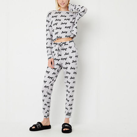  Juicy By Juicy Couture Womens Crew Neck Long Sleeve 2-pc. Pant Pajama Set