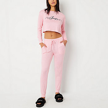 Juicy By Juicy Couture Womens Crew Neck Long Sleeve 2-pc. Pant Pajama Set,  Color: Pink - JCPenney