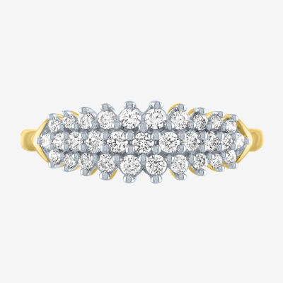 (G-H / Si2-I1) Womens 1/3 CT. T.W. Lab Grown White Diamond 10K Gold Cluster Cocktail Ring