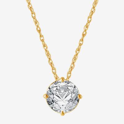 Ever Star (H-I / Si2-I1) Womens 1 CT. Lab Grown White Diamond 10K Gold Round Pendant Necklace