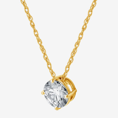 Ever Star (H-I / Si2-I1) Womens 1 CT. T.W. Lab Grown White Diamond 10K Gold Round Pendant Necklace