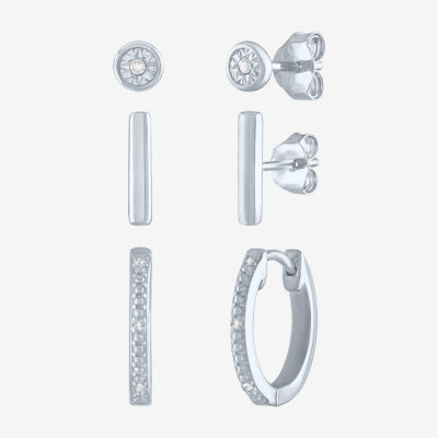 Diamond Addiction Diamond Accent 3 Pair Earring in Sterling Silver