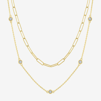 Diamond Addiction Womens 2-pc. Diamond Accent Genuine necklace Set in Sterling Silver or 14K Gold Over Silver