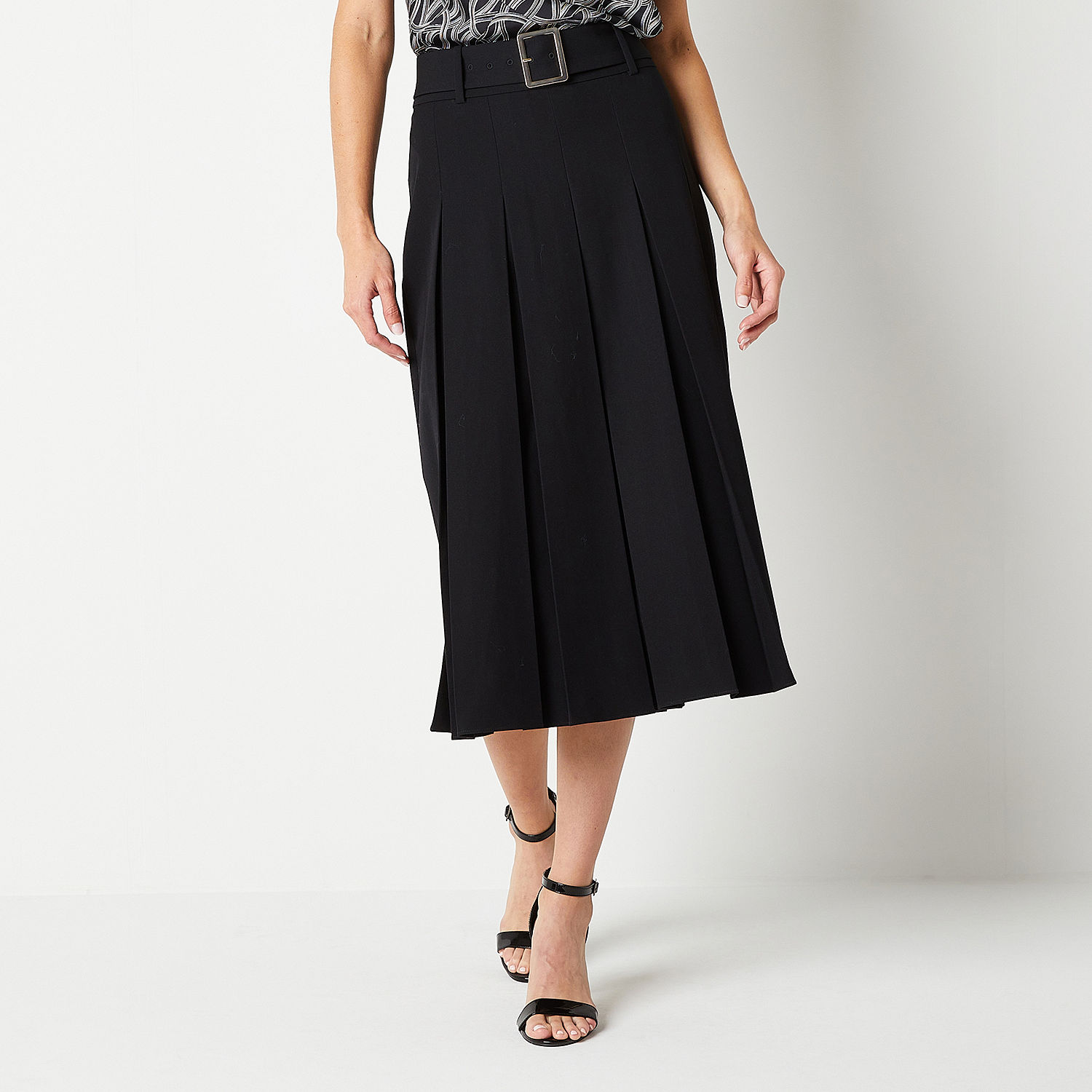 Worthington Womens Mid Rise Pleated Skirt, Color: Black - JCPenney