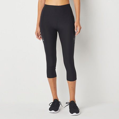 Xersion EverContour High Rise Stretch Fabric Quick Dry Workout Capris, X-small, Black