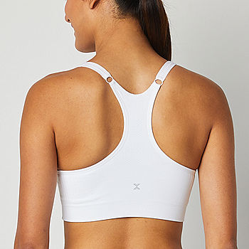 Buy  Essentials Women's Seamless Zip-Front Sports Bra, White, Medium  at