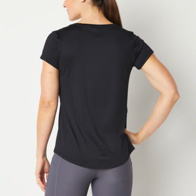 Xersion Womens V Neck Short Sleeve T-Shirt Petite