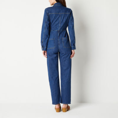 a.n.a Denim Long Sleeve Jumpsuit