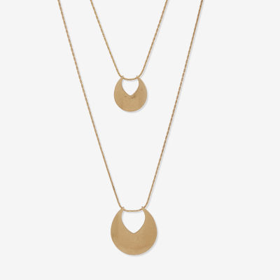 a.n.a Gold Tone Hoop Pendant Gold Tone Strand Necklace
