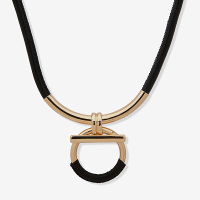 Black Mystical Gem Pendant Black Cord Necklace