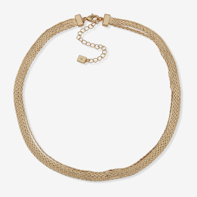 Worthington Gold Tone Multi Layered 17 Inch Mesh Collar Necklace