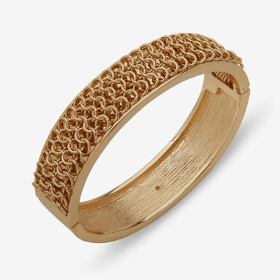 Worthington Gold Tone Hinge Mesh Bangle Bracelet