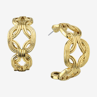 1928 Gold Tone Hoop Earrings