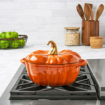 Cooks Essentials 3.5 qt Cast Iron Pumpkin Pot 
