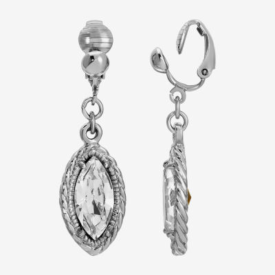 1928 Silver Tone Crystal Clip On Earrings