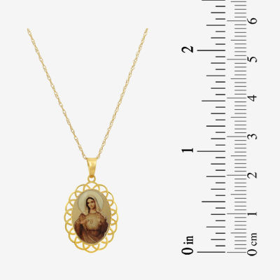 Immaculate Heart Of Mary Womens 14K Gold Oval Pendant Necklace