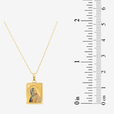 Madonna And Child Womens 14K Gold Rectangular Pendant Necklace