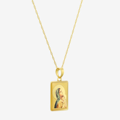 Womens 14K Gold Rectangular Pendant Necklace