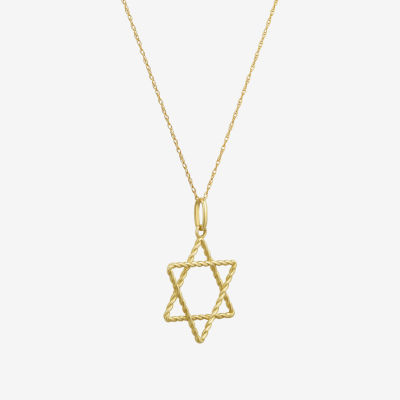 Star Of David Womens 14K Gold Star Pendant Necklace