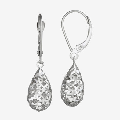 14K White Gold Pear Drop Earrings