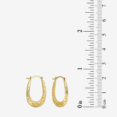 Womens 14K Gold 20mm Oval Hoop Earrings