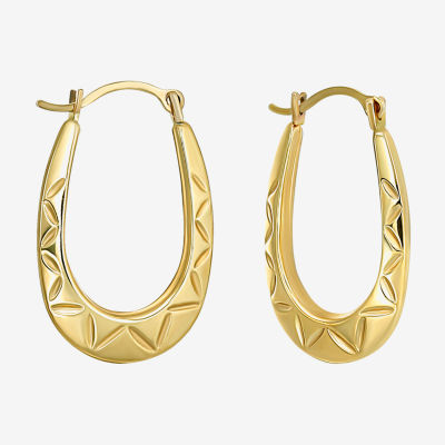 Womens 14K Gold 20mm Oval Hoop Earrings