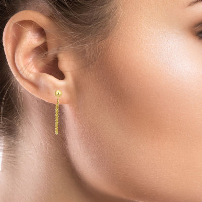 Front Back 14K Gold Oval Drop Earrings