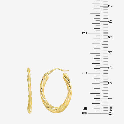 Womens 14K Gold 30mm Oval Hoop Earrings