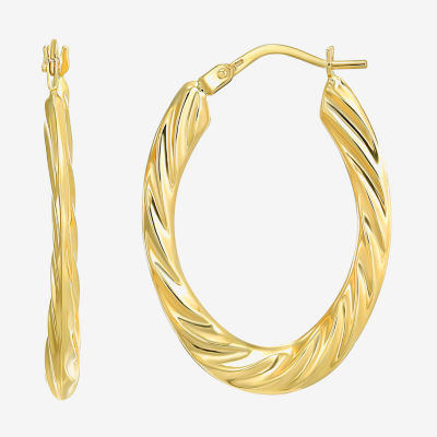 14K Gold 30mm Oval Hoop Earrings