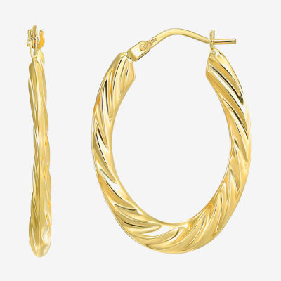 Womens 14K Gold 30mm Oval Hoop Earrings