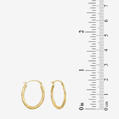 14K Gold 18mm Oval Hoop Earrings