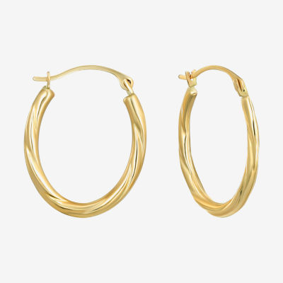 14K Gold 18mm Oval Hoop Earrings