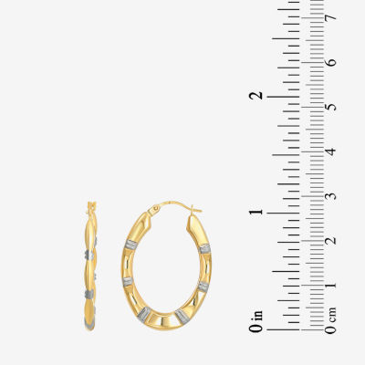 14K Two Tone Gold 29mm Round Hoop Earrings