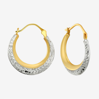 14K Two Tone Gold 20.9mm Round Hoop Earrings