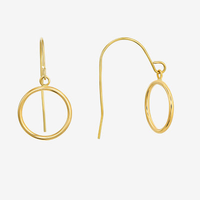 14K Gold Circle Drop Earrings